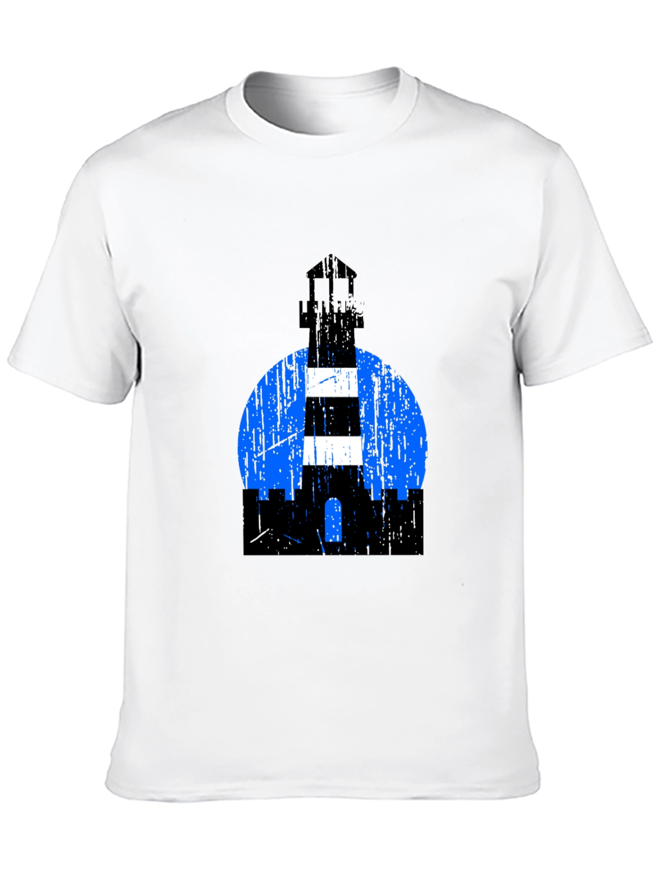 Camiseta Negra con Diseño de Faro Retro