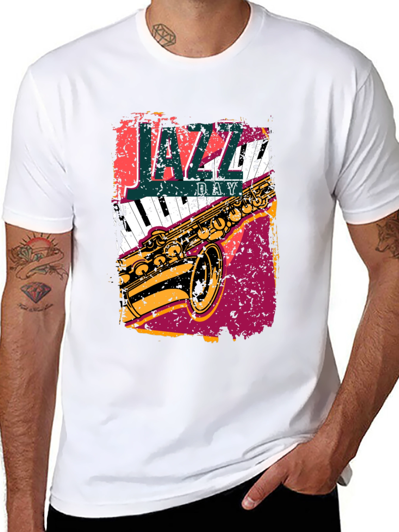 Camiseta Negra Día del Jazz - Diseño Musical Único