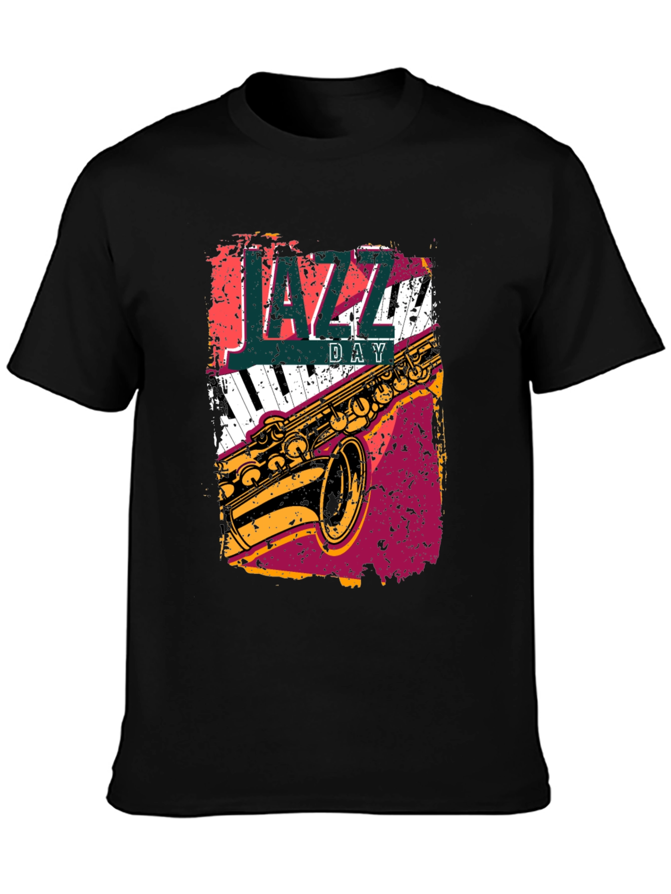 Camiseta Negra Día del Jazz - Diseño Musical Único