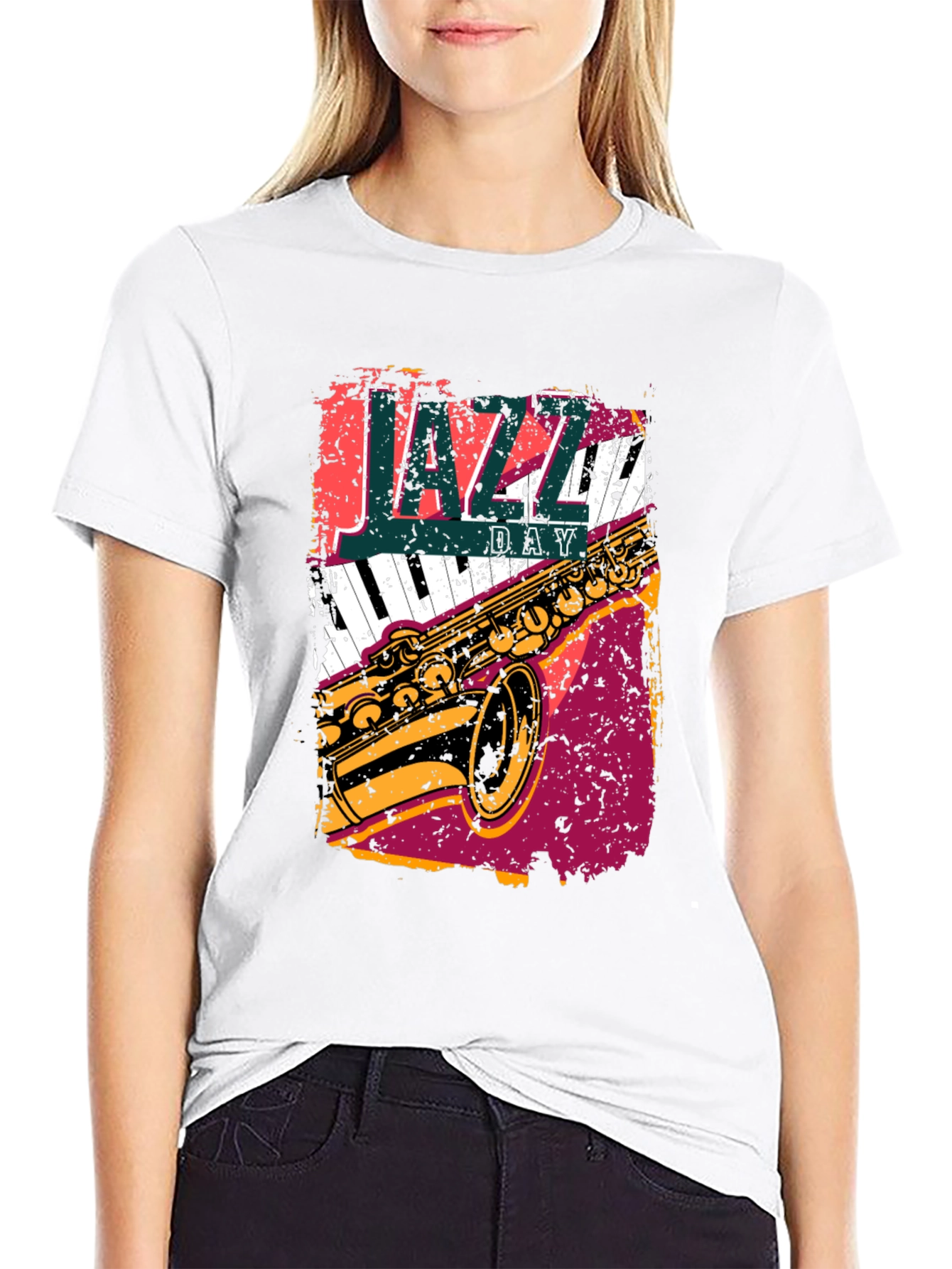 Camiseta Negra Día del Jazz - Diseño Musical Único