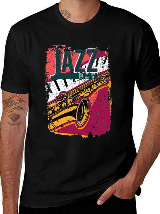 Camiseta Negra Día del Jazz - Diseño Musical Único