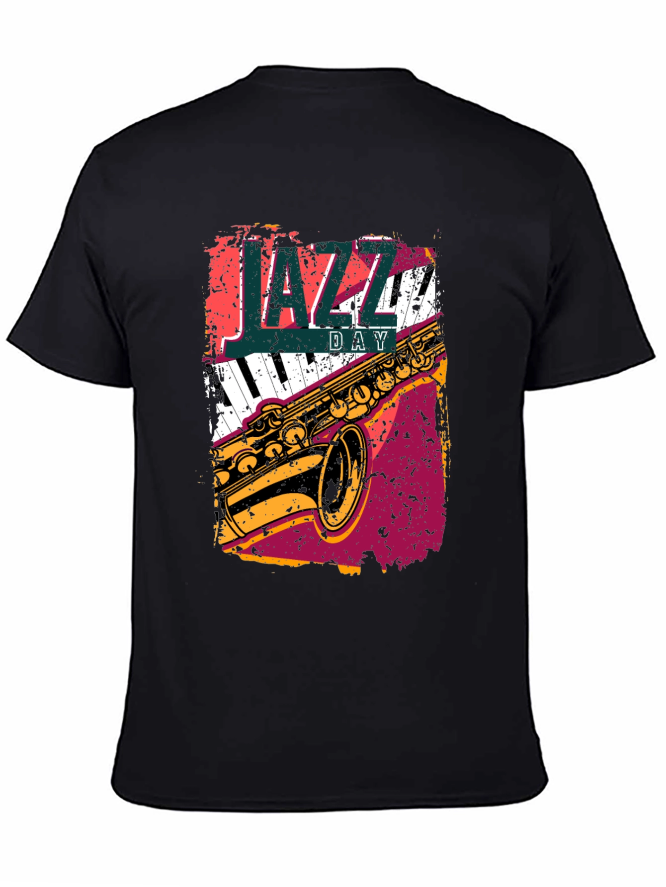 Camiseta Negra Día del Jazz - Diseño Musical Único