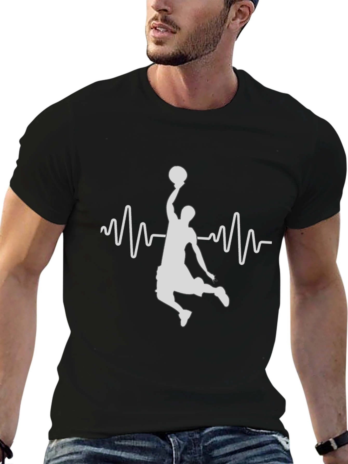 Camiseta Negra Baloncesto Ritmo Cardíaco