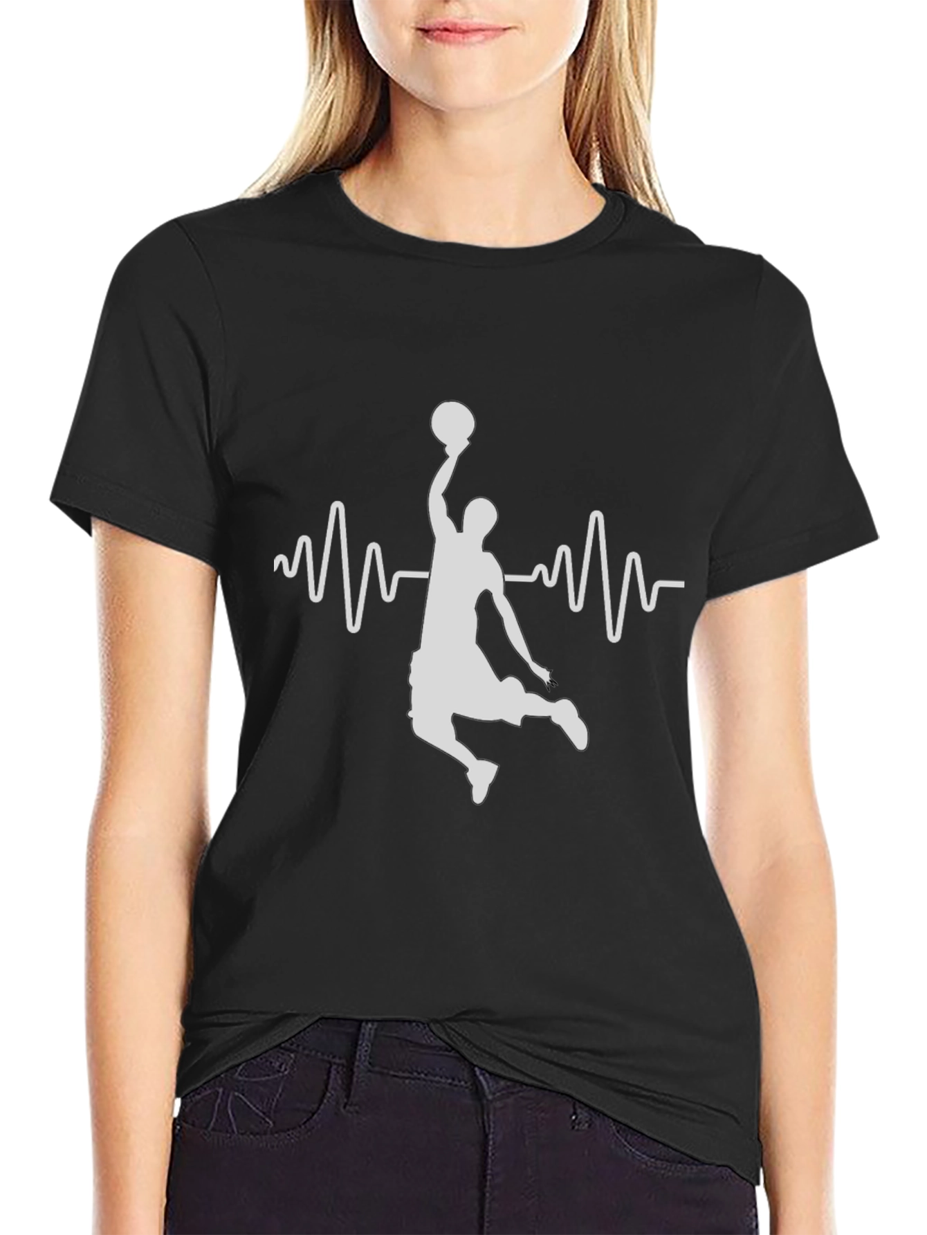 Camiseta Negra Baloncesto Ritmo Cardíaco