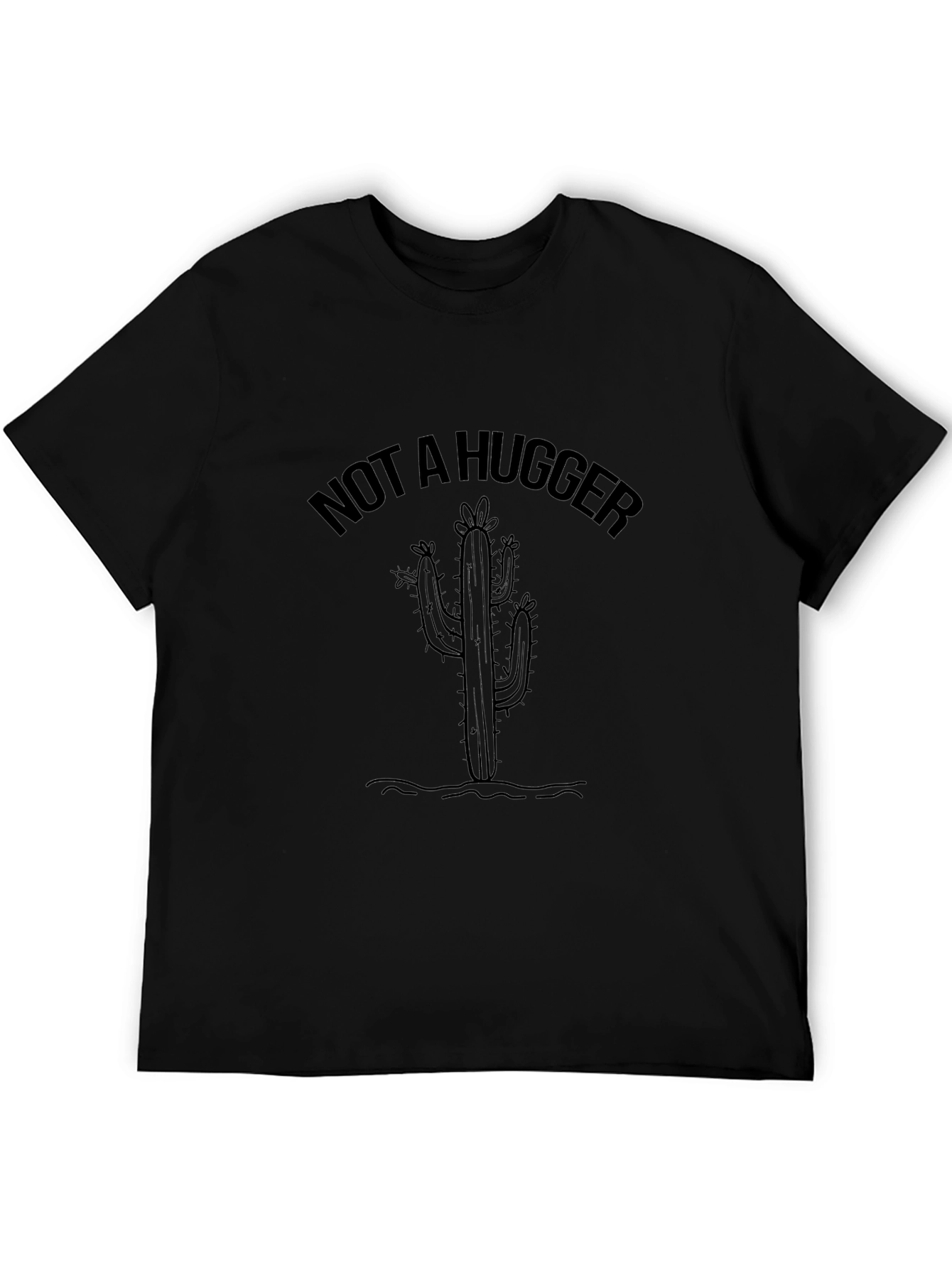 Camiseta Negra No Soy Abrazador con Cactus