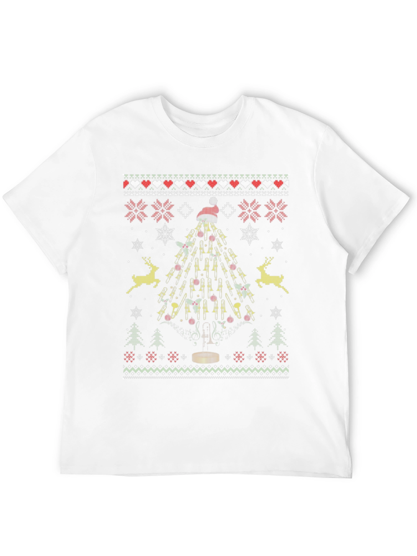 Camiseta Navideña con Diseño de Árbol de Trombones