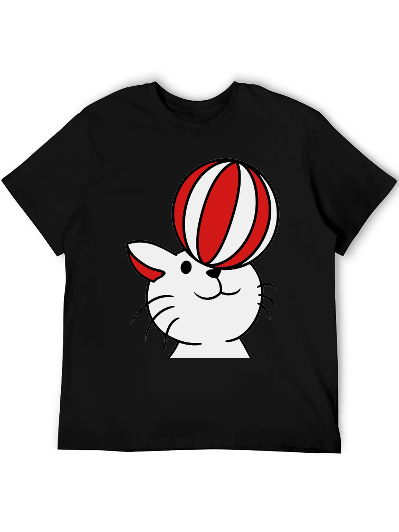 Camiseta Negra con Diseño de Gato Equilibrista