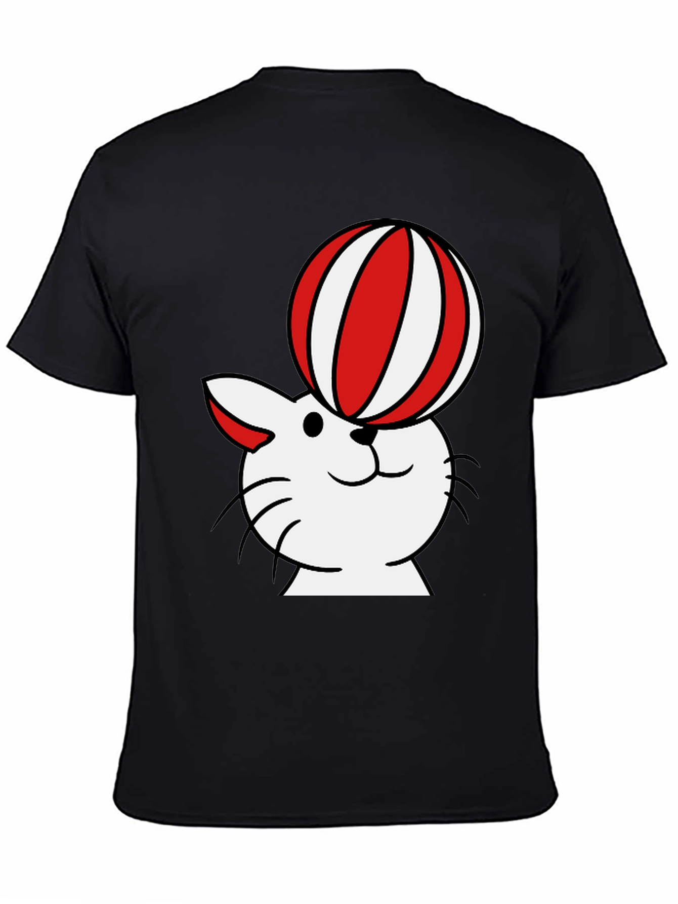 Camiseta Negra con Diseño de Gato Equilibrista