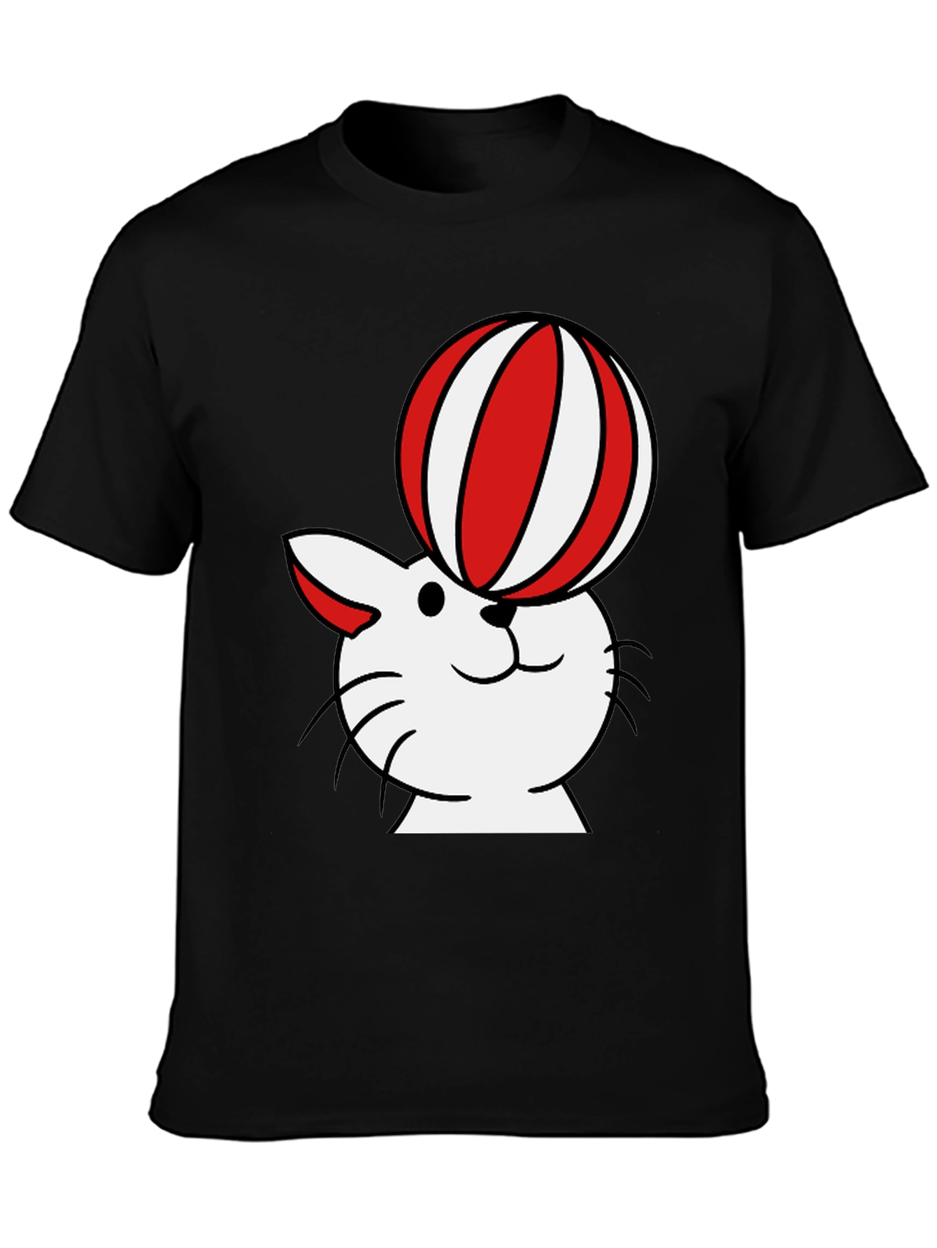 Camiseta Negra con Diseño de Gato Equilibrista