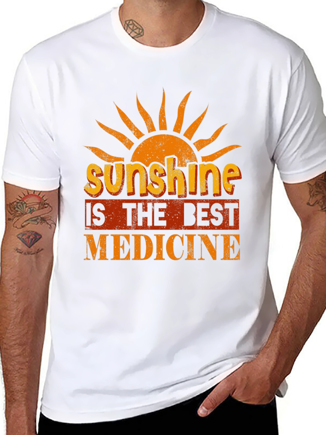 Camiseta Negra con Diseño Sunshine is the Best Medicine