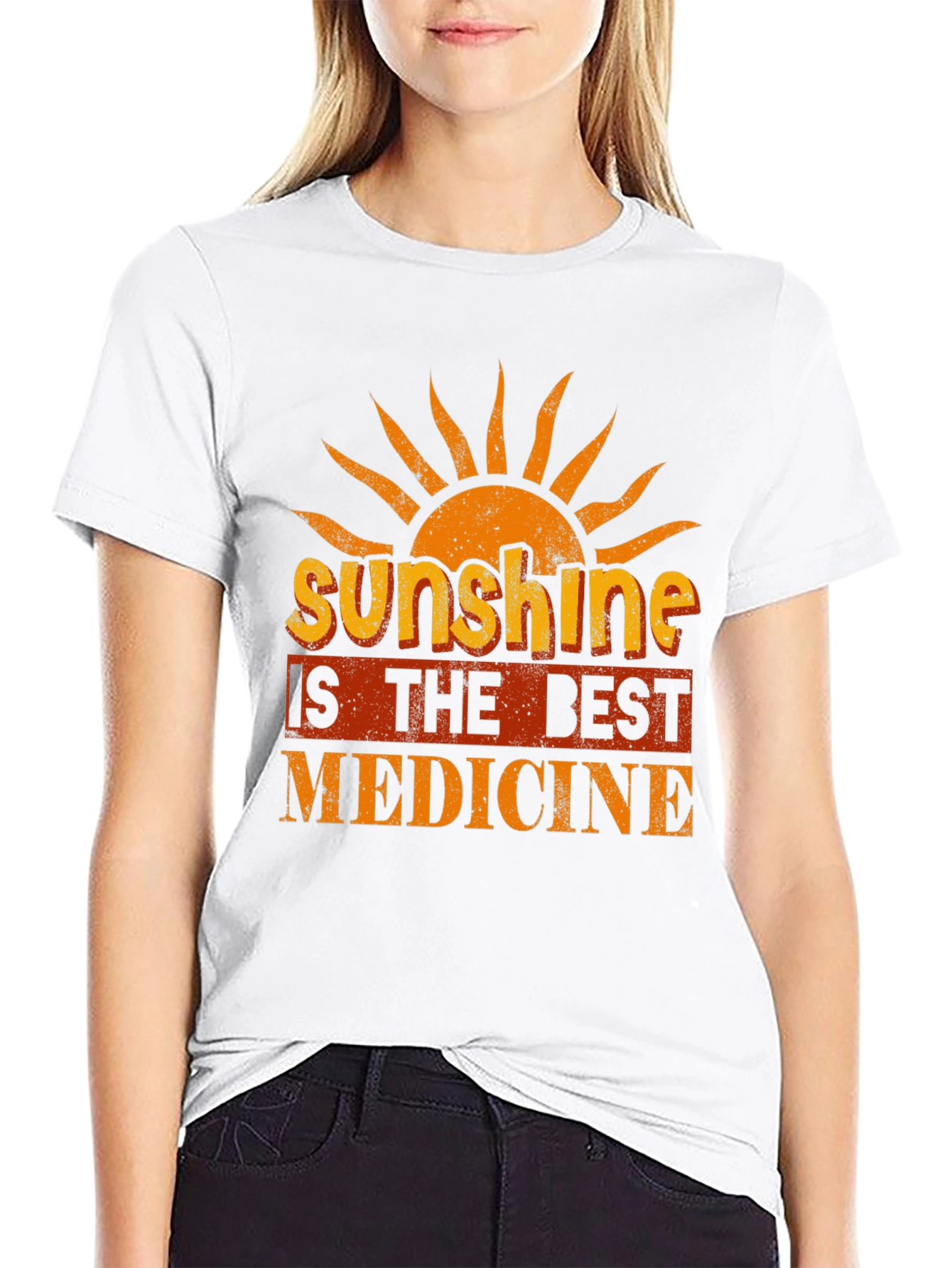 Camiseta Negra con Diseño Sunshine is the Best Medicine
