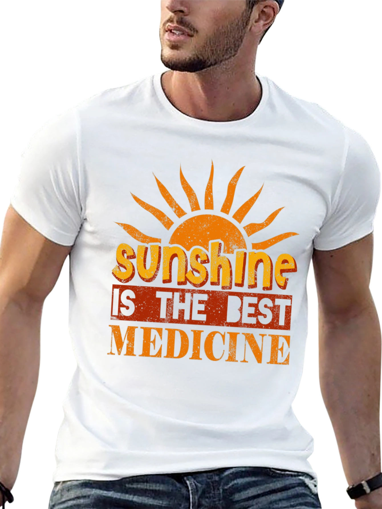 Camiseta Negra con Diseño Sunshine is the Best Medicine