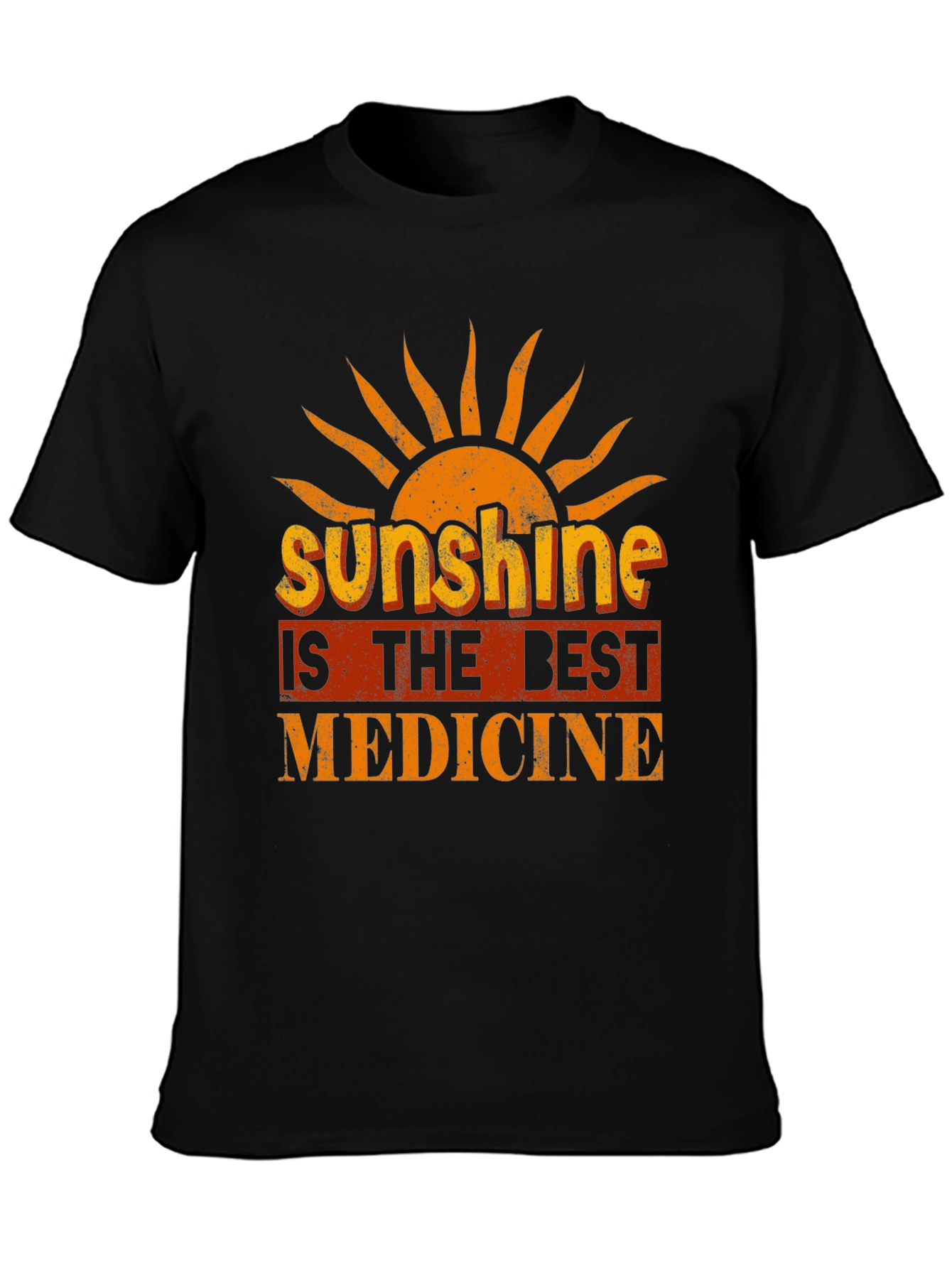 Camiseta Negra con Diseño Sunshine is the Best Medicine