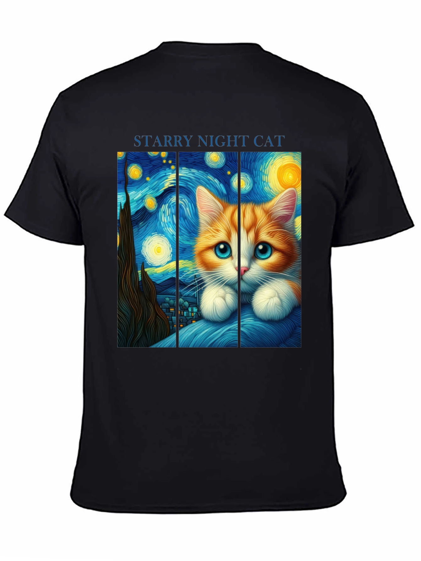 Camiseta Negra Noche Estrellada Felina