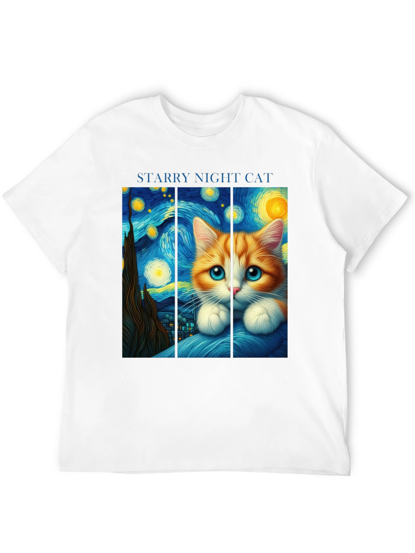 Camiseta Negra Noche Estrellada Felina