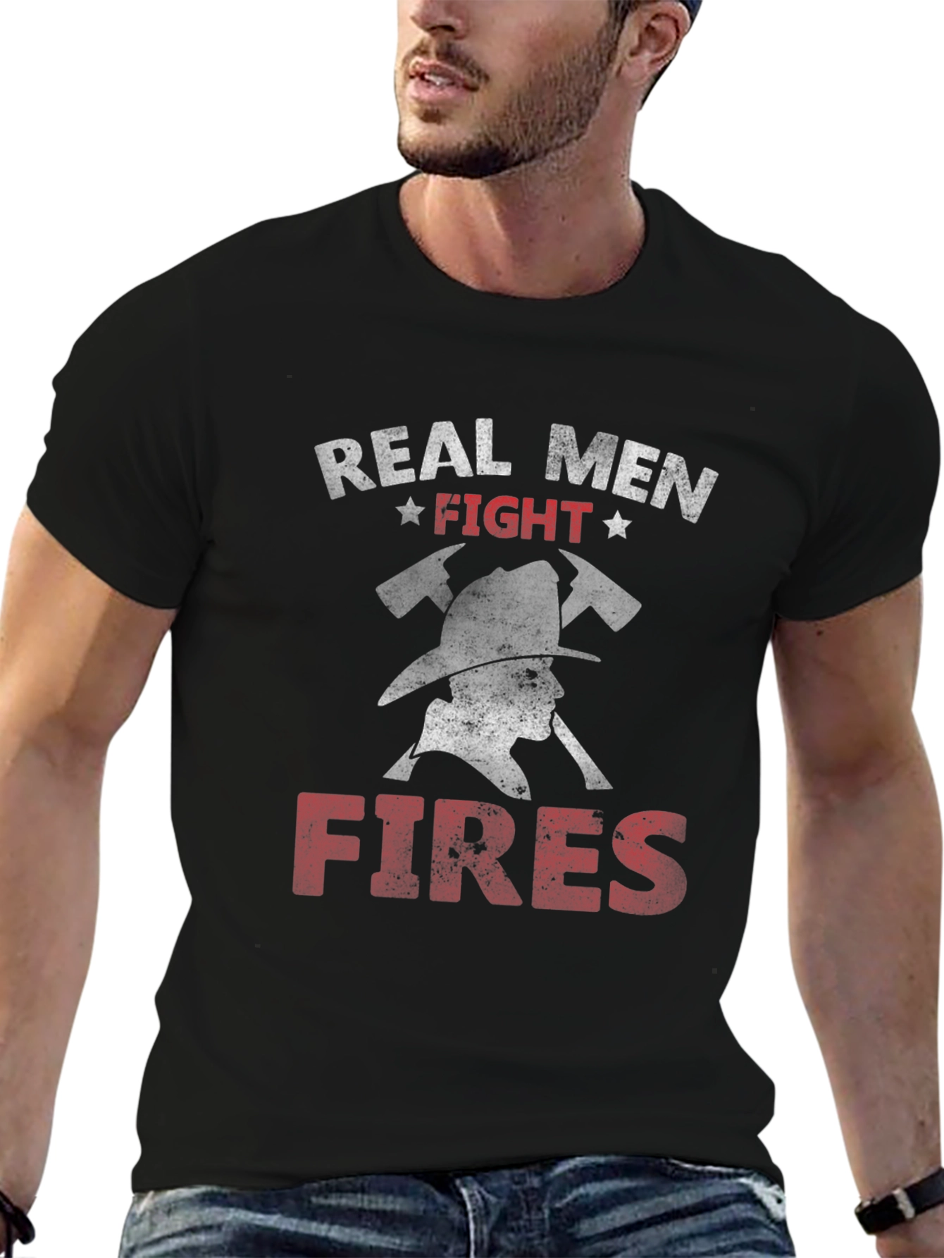 Camiseta Hombre Real Men Fight Fires Algodón
