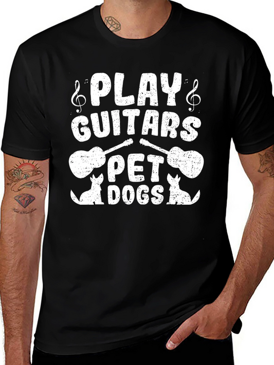 Camiseta Negra Guitarras y Perros