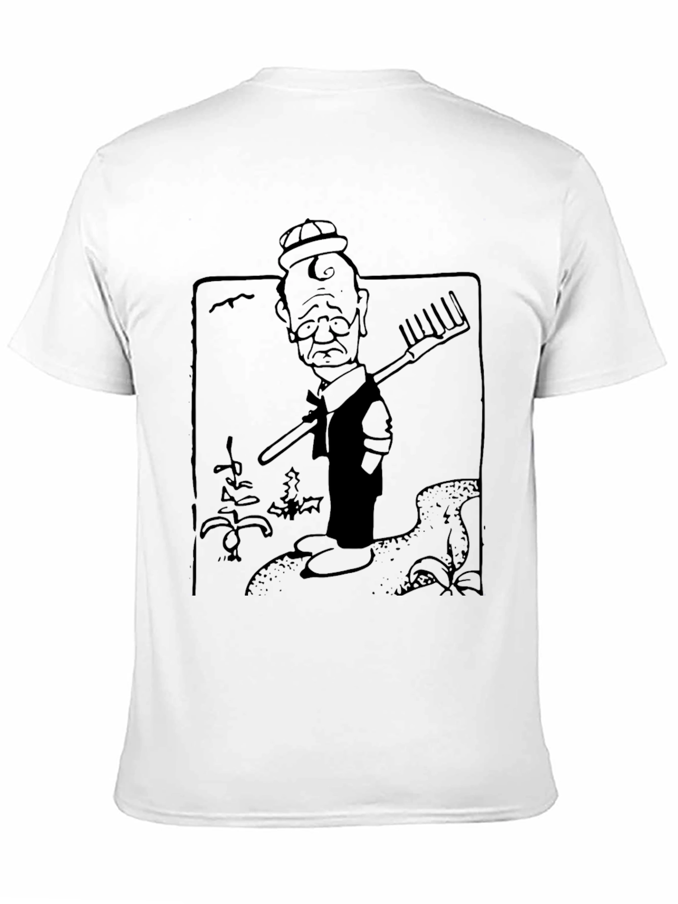 Camiseta Negra con Diseño de Jardinero Triste