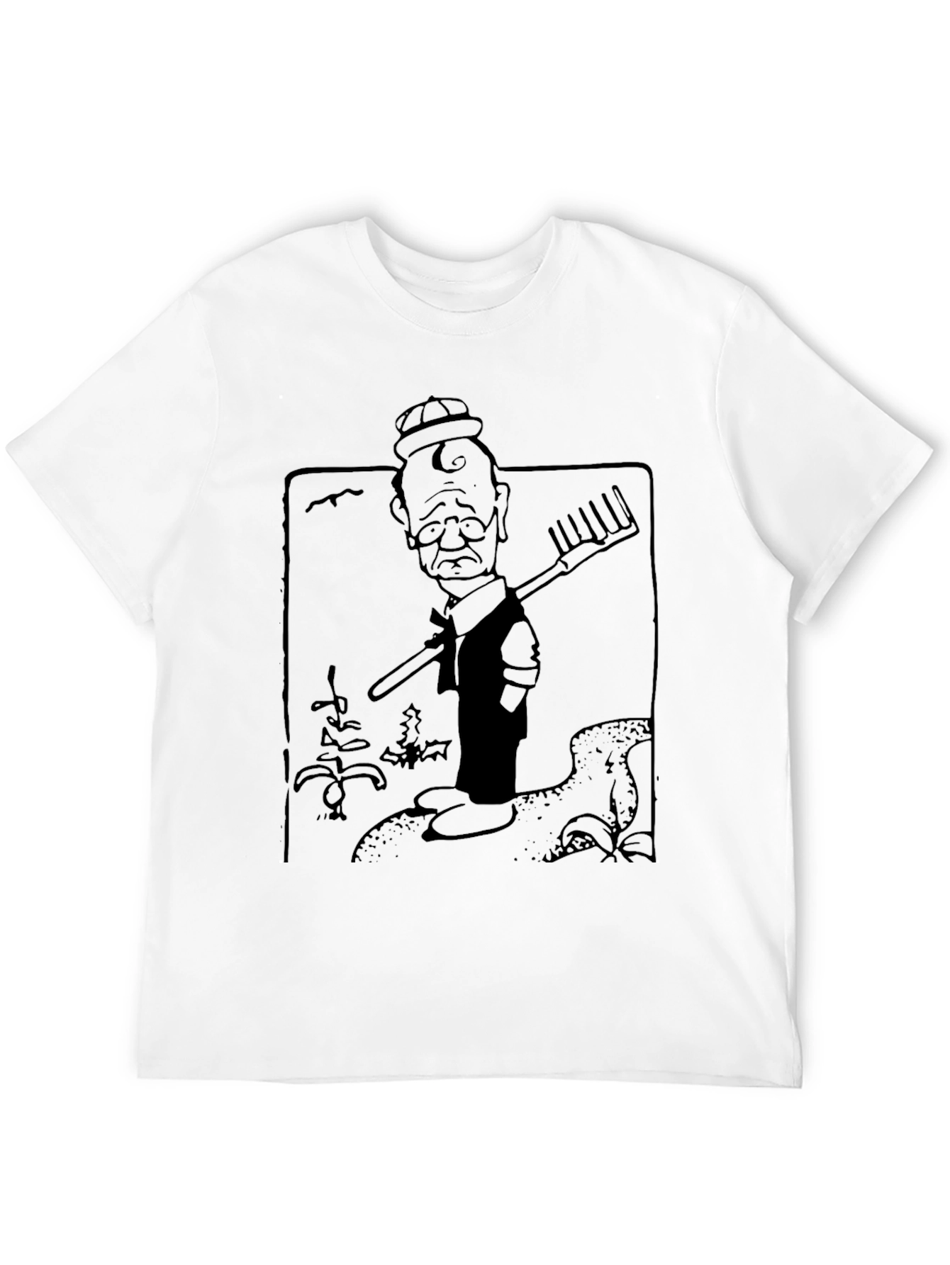 Camiseta Negra con Diseño de Jardinero Triste