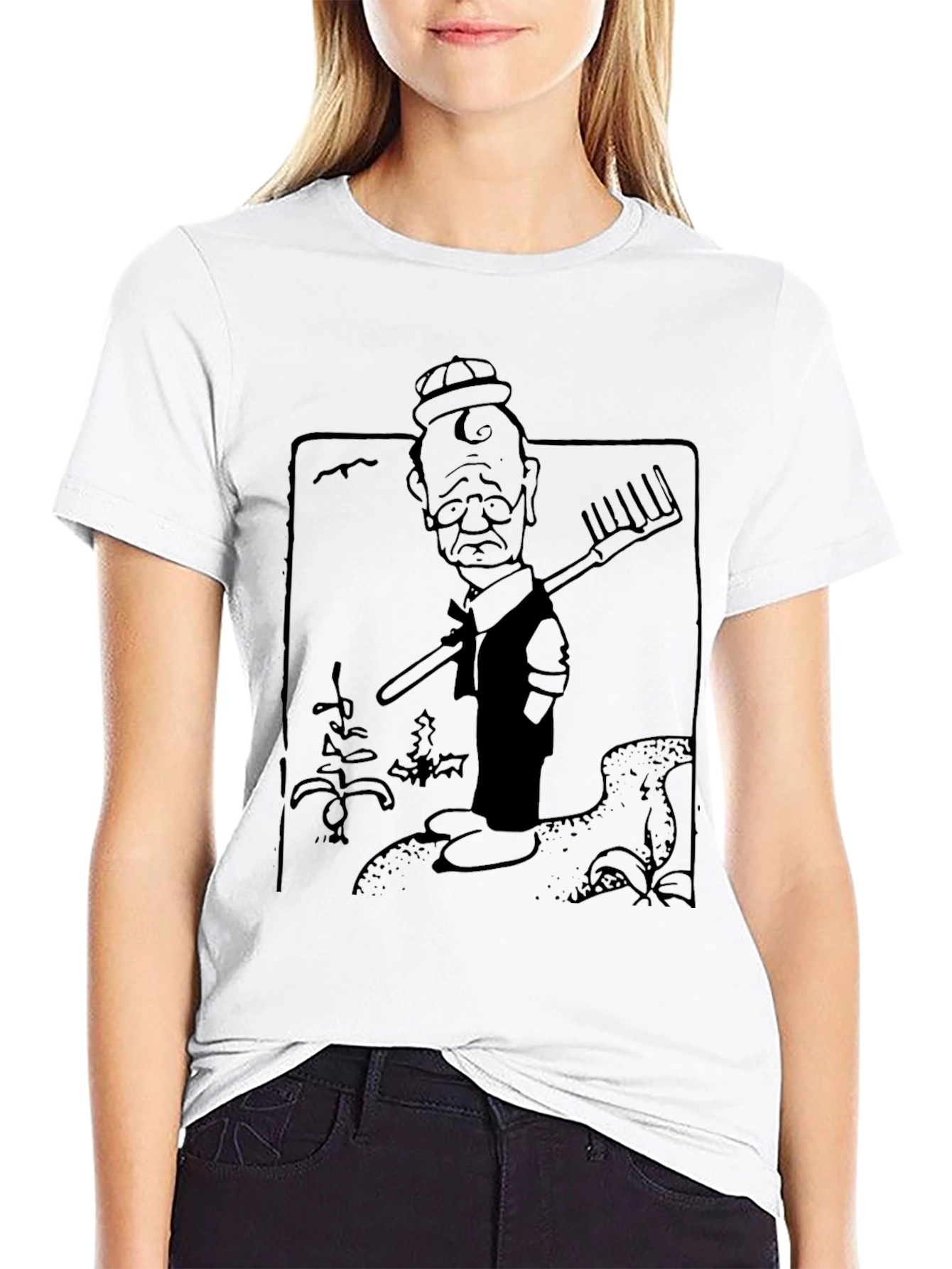 Camiseta Negra con Diseño de Jardinero Triste