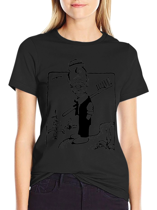 Camiseta Negra con Diseño de Jardinero Triste
