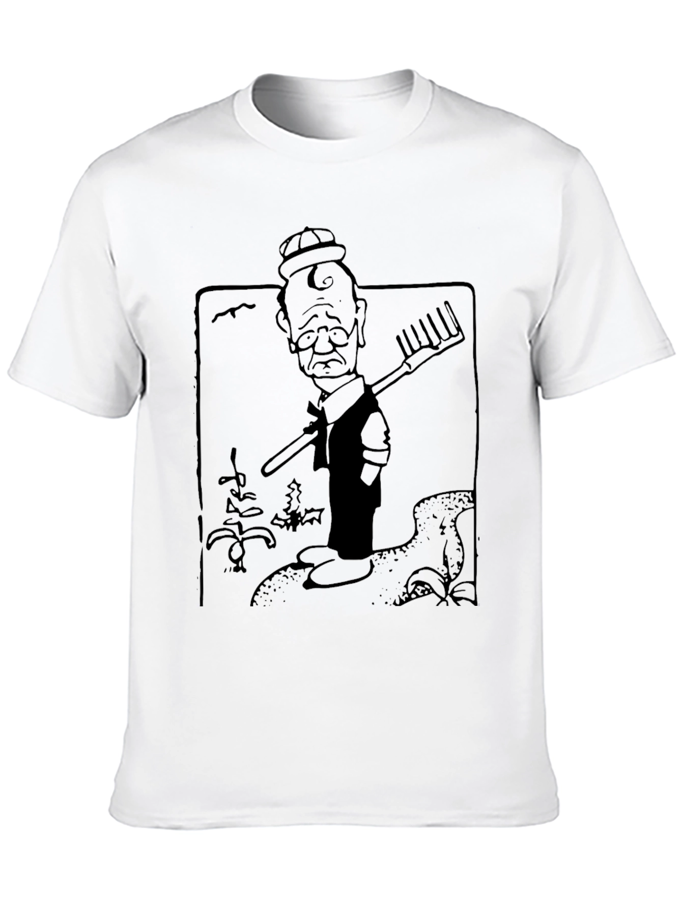 Camiseta Negra con Diseño de Jardinero Triste