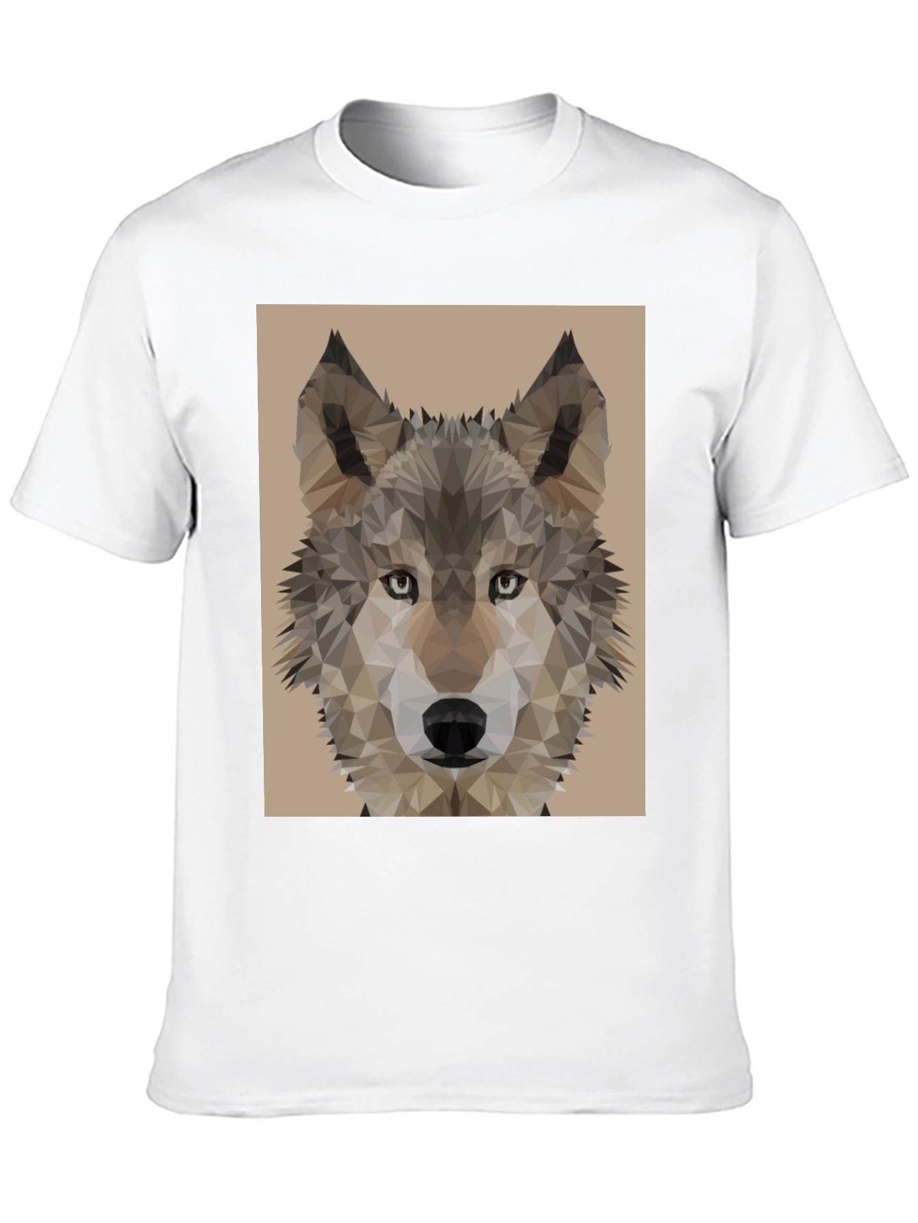 Camiseta Hombre Negra con Diseño Lobo Geométrico