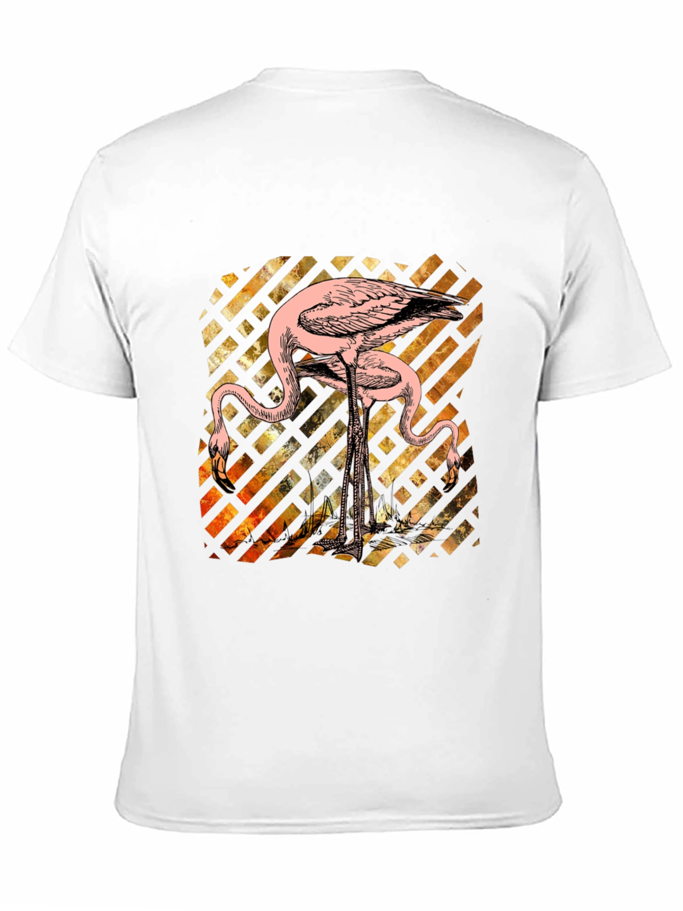 Camiseta Negra con Diseño de Flamencos Abstractos