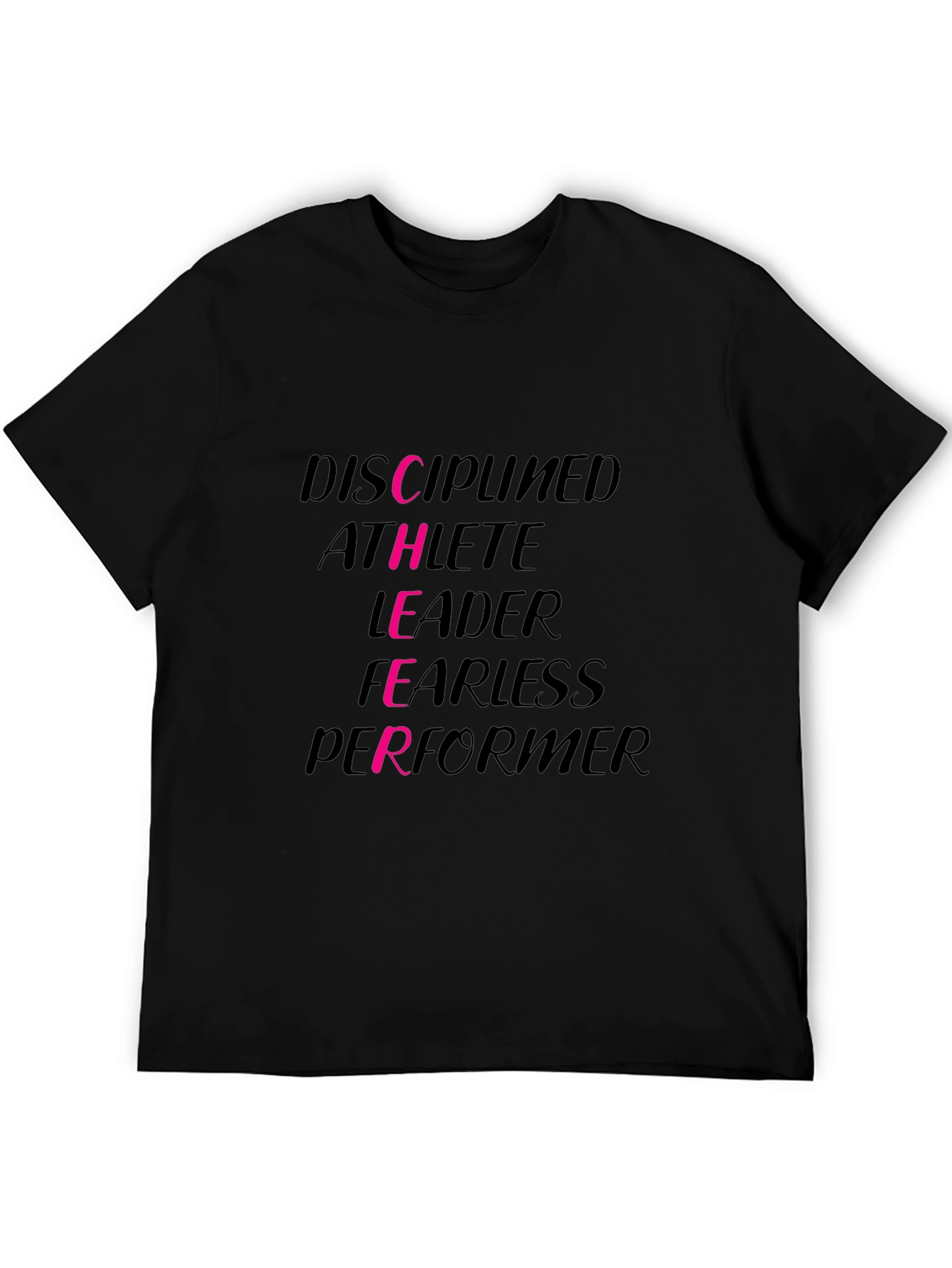 Camiseta Negra con Diseño Motivacional en Rosa