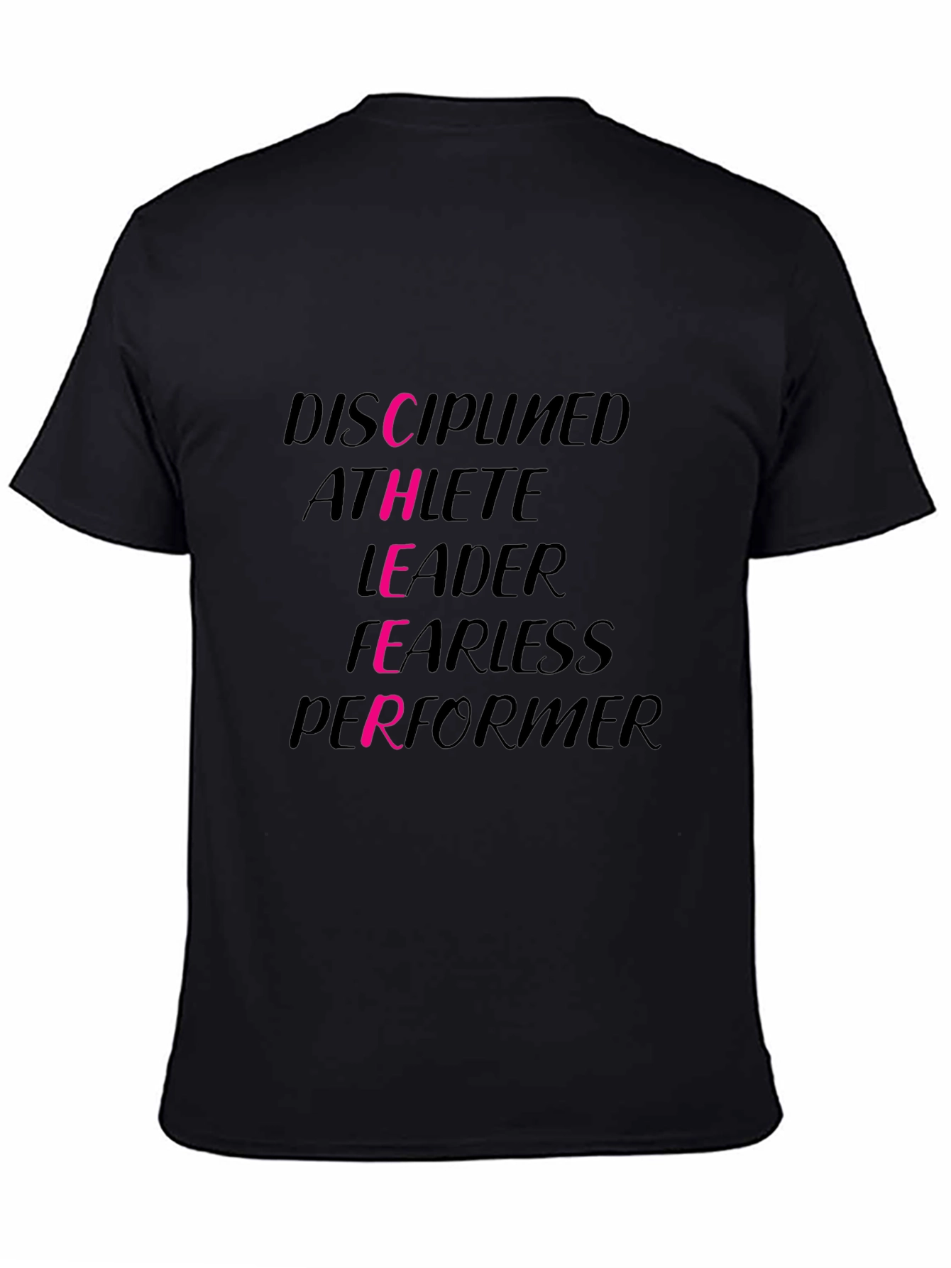 Camiseta Negra con Diseño Motivacional en Rosa