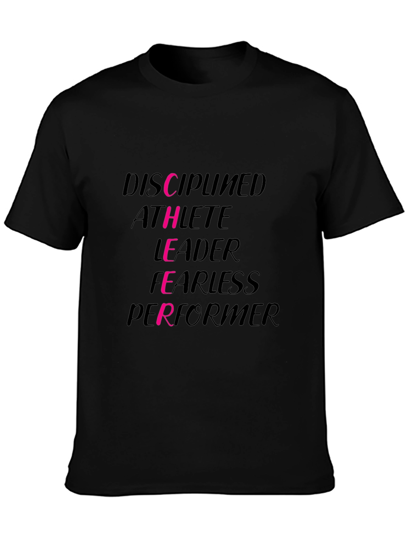 Camiseta Negra con Diseño Motivacional en Rosa