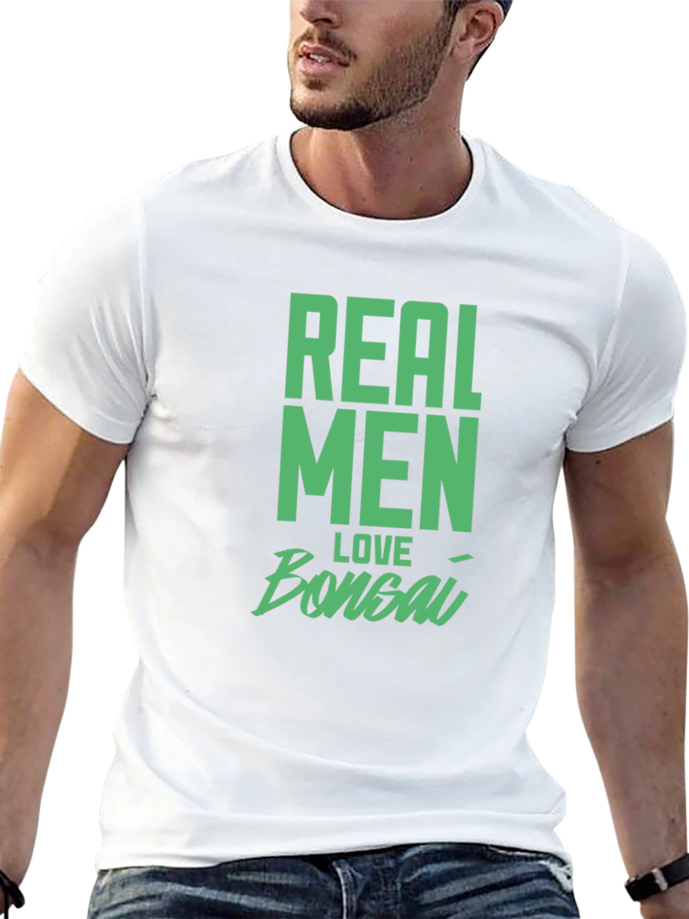 Camiseta Negra Hombre: Real Men Love Bonsai