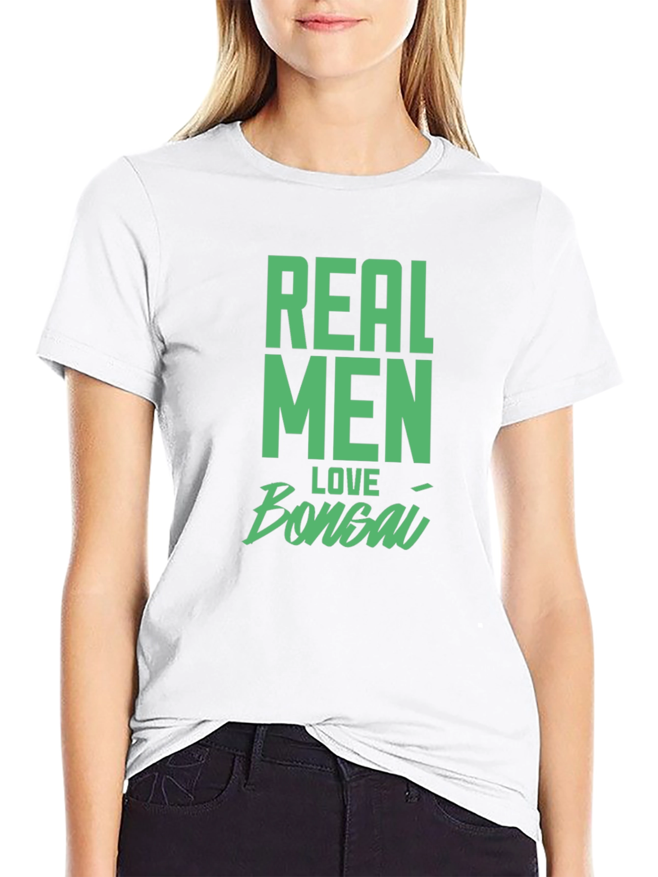 Camiseta Negra Hombre: Real Men Love Bonsai