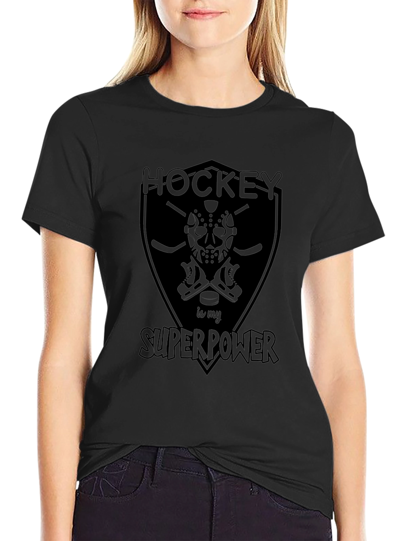 Camiseta Negra Hockey is My Superpower