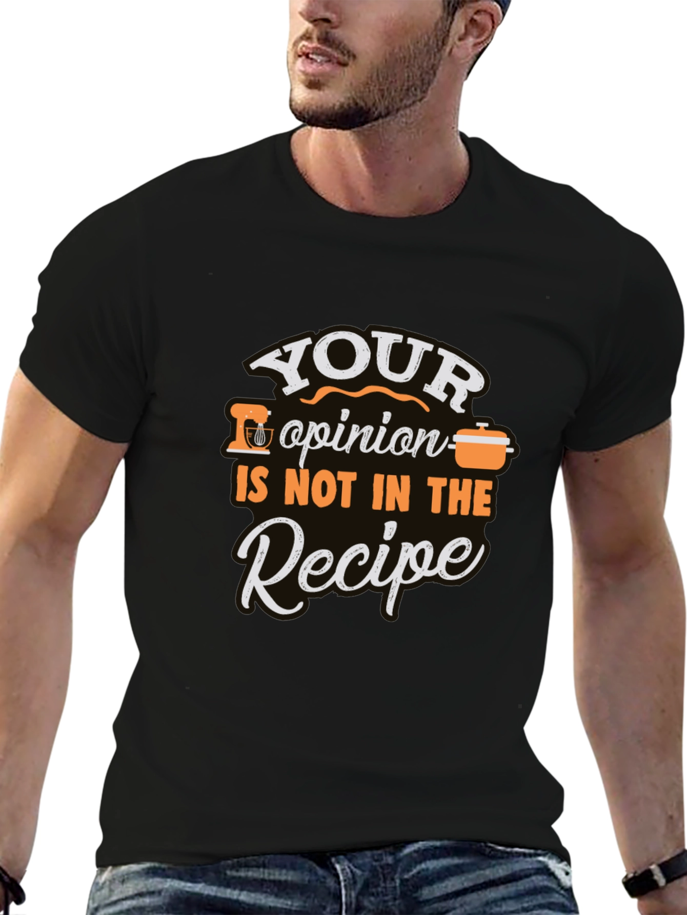 Camiseta Negra con Estampado Culinario Divertido