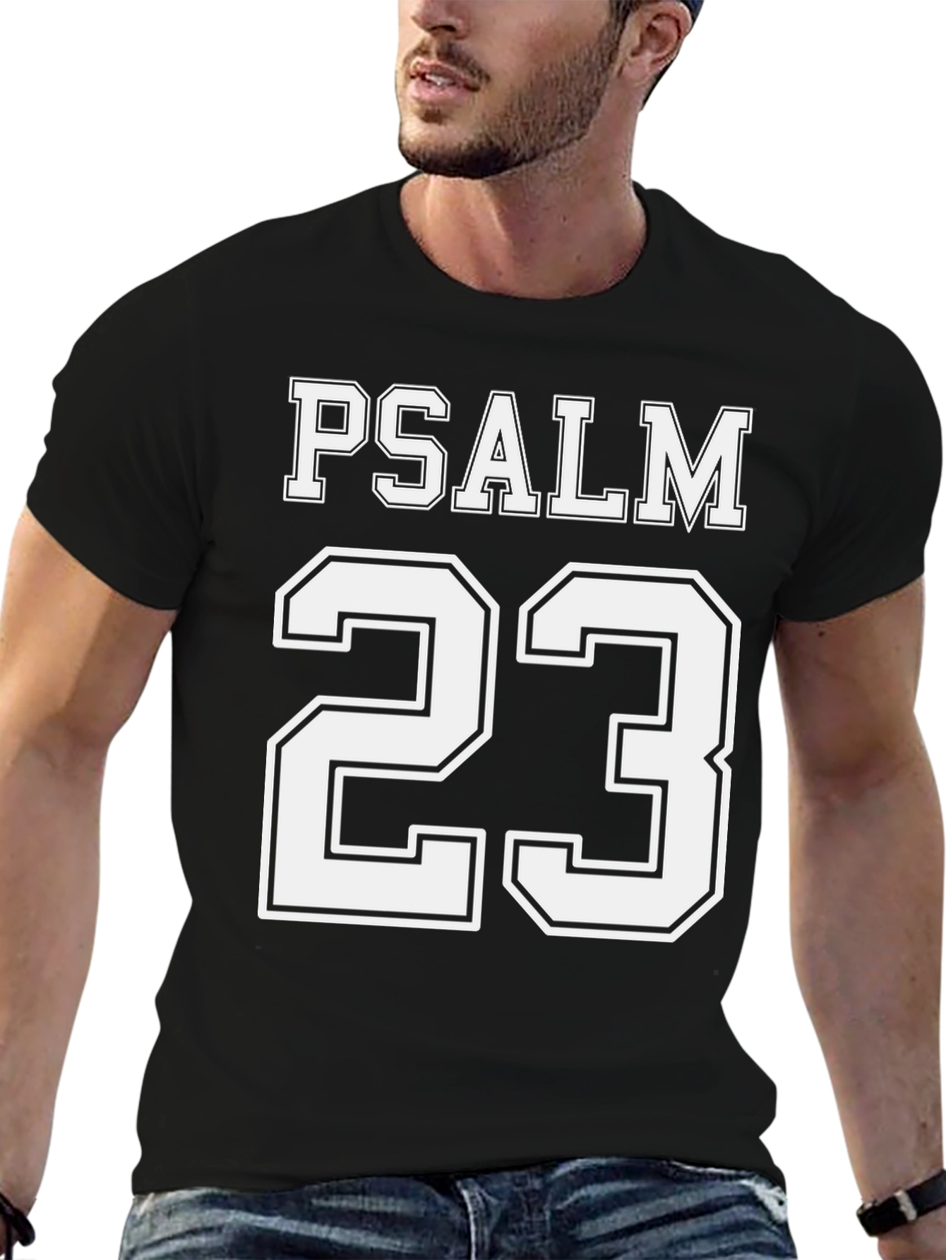 Camiseta Negra Salmo 23 para Hombre