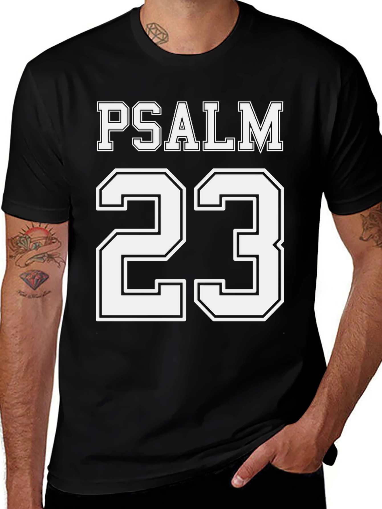 Camiseta Negra Salmo 23 para Hombre