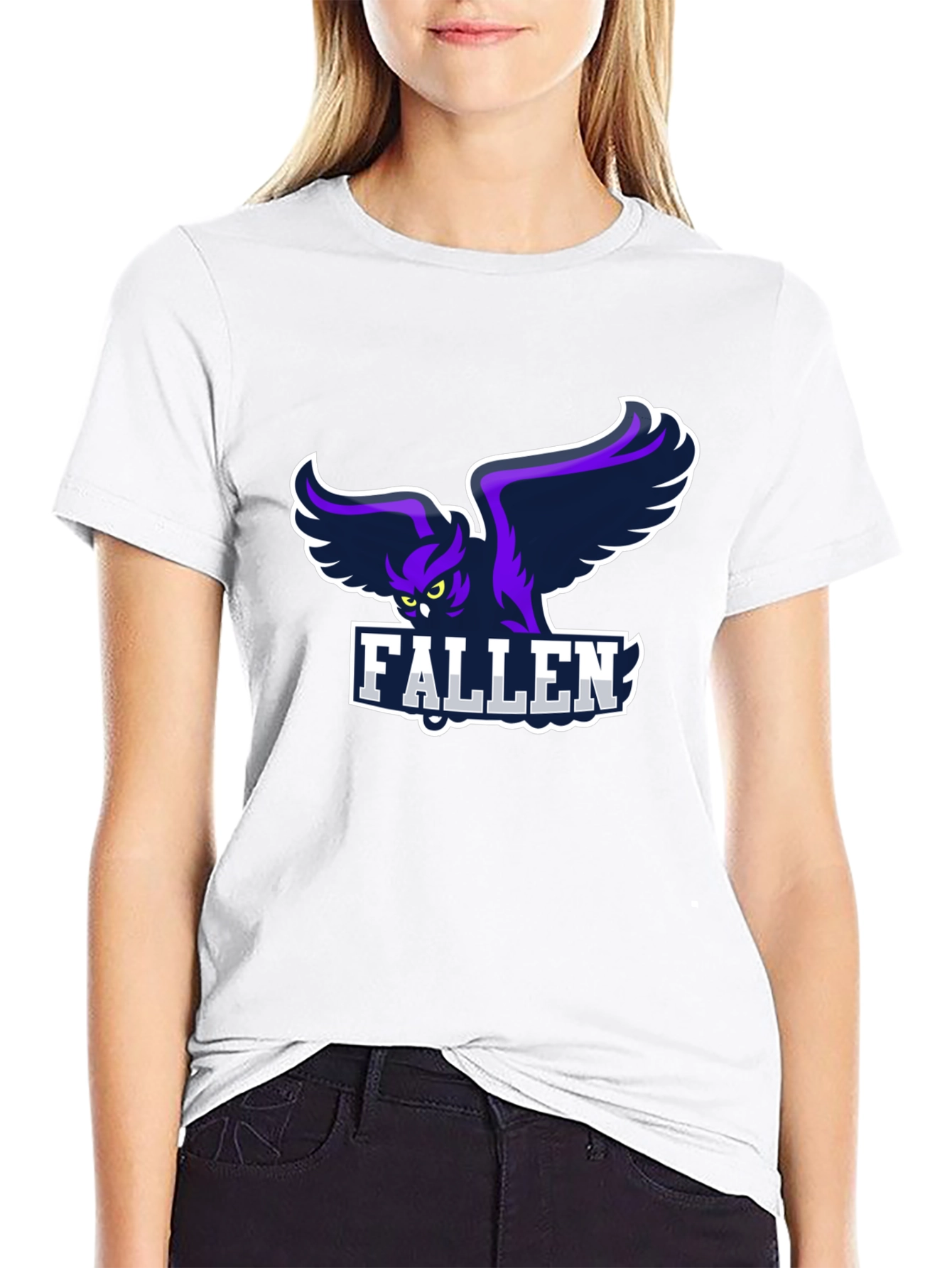 Camiseta Negra con Diseño de Búho Fallen para Hombre