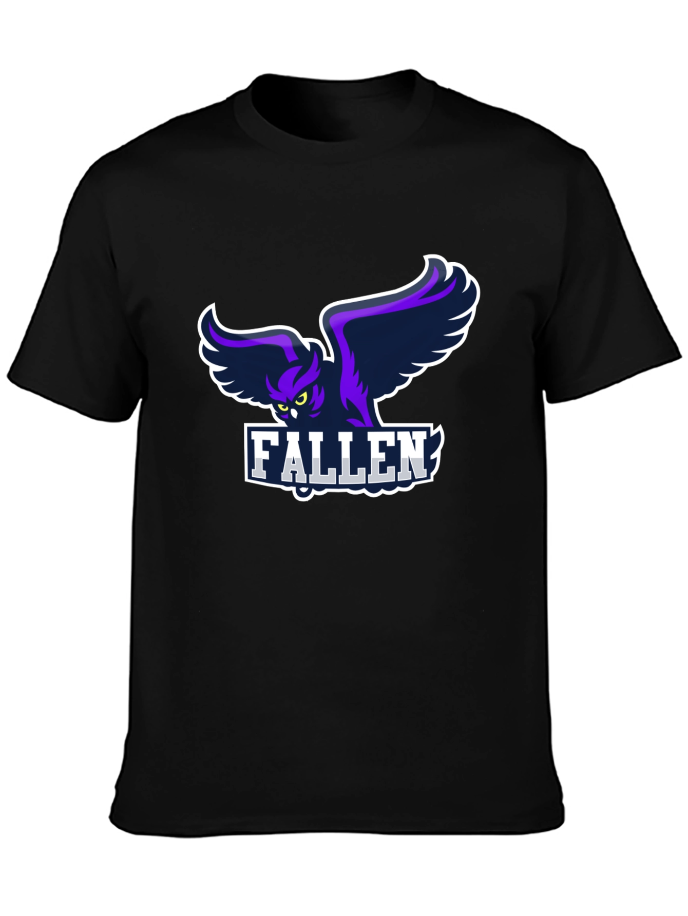 Camiseta Negra con Diseño de Búho Fallen para Hombre