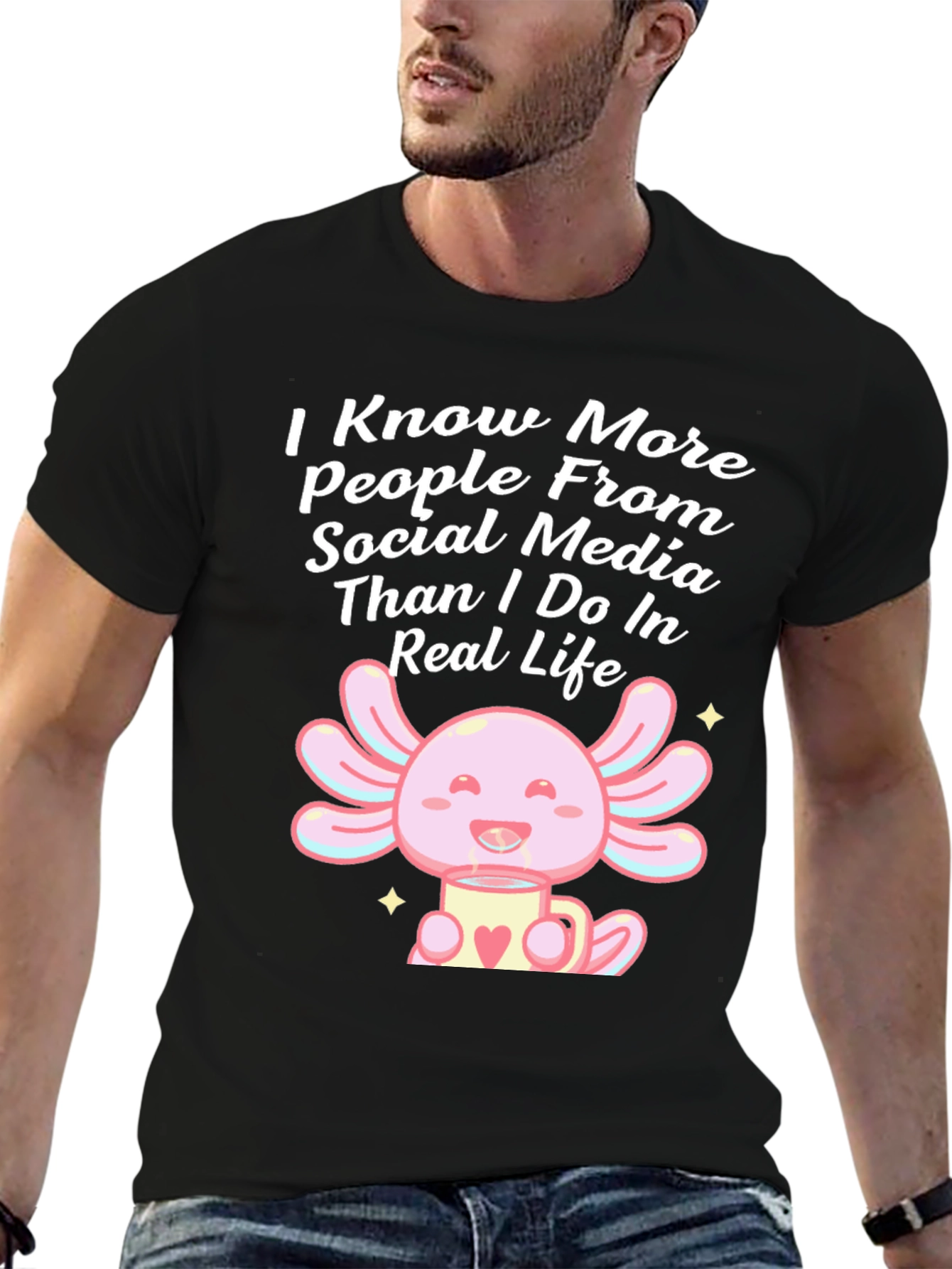 Camiseta Negra Axolotl Redes Sociales