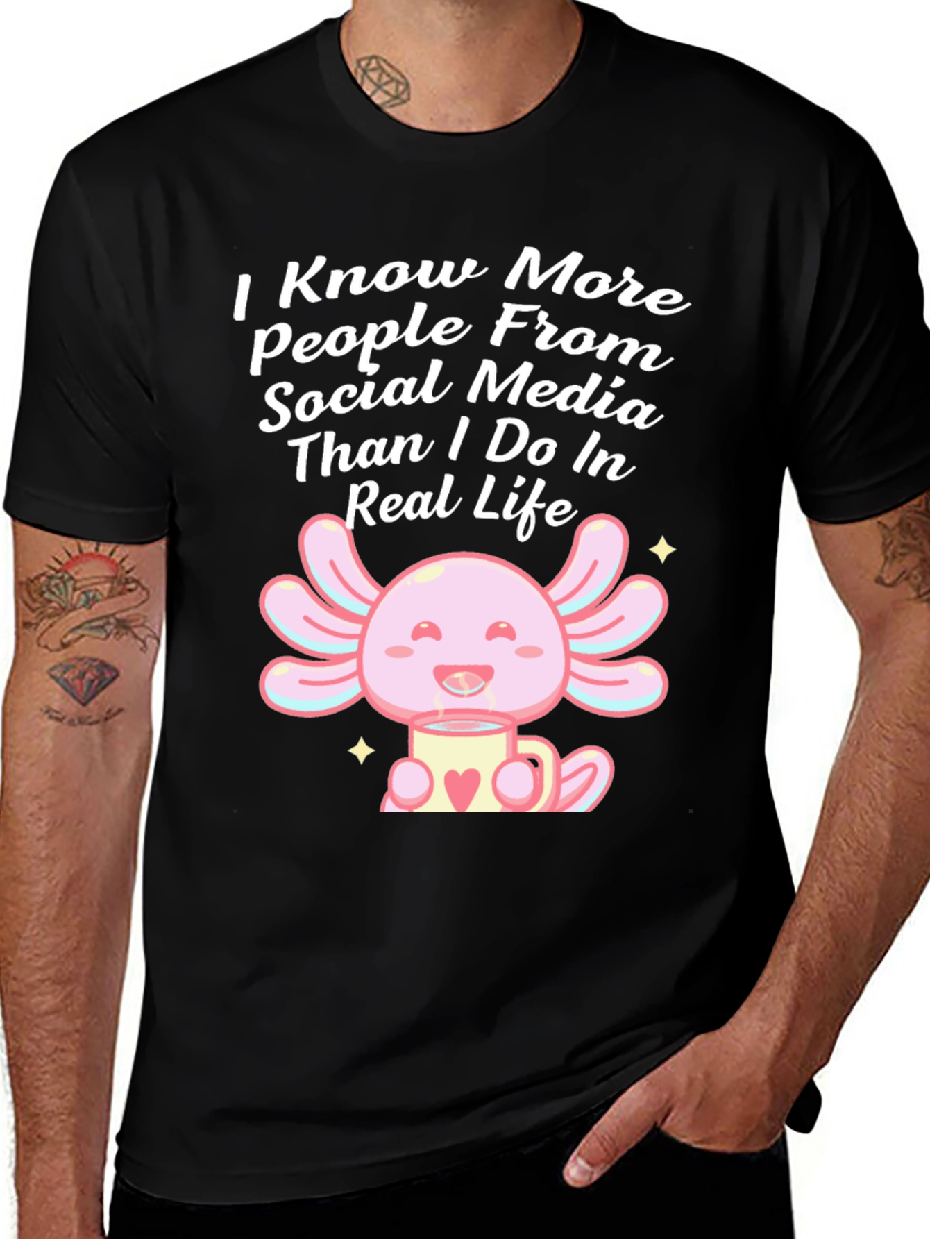 Camiseta Negra Axolotl Redes Sociales