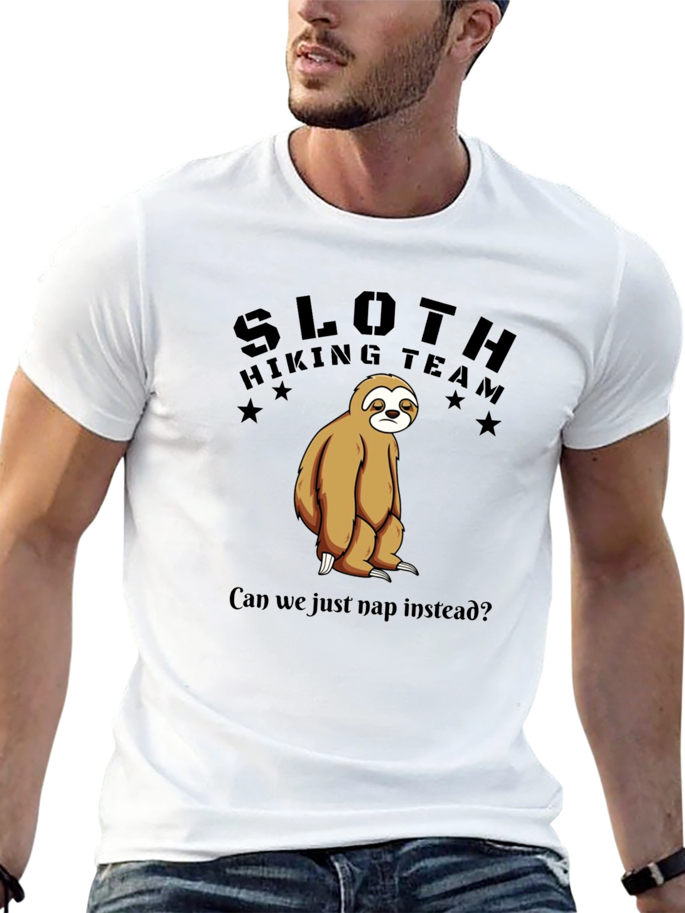 Camiseta Negra Sloth Hiking Team: ¡Nap Time!