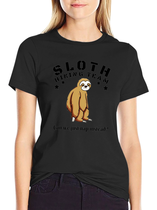 Camiseta Negra Sloth Hiking Team: ¡Nap Time!