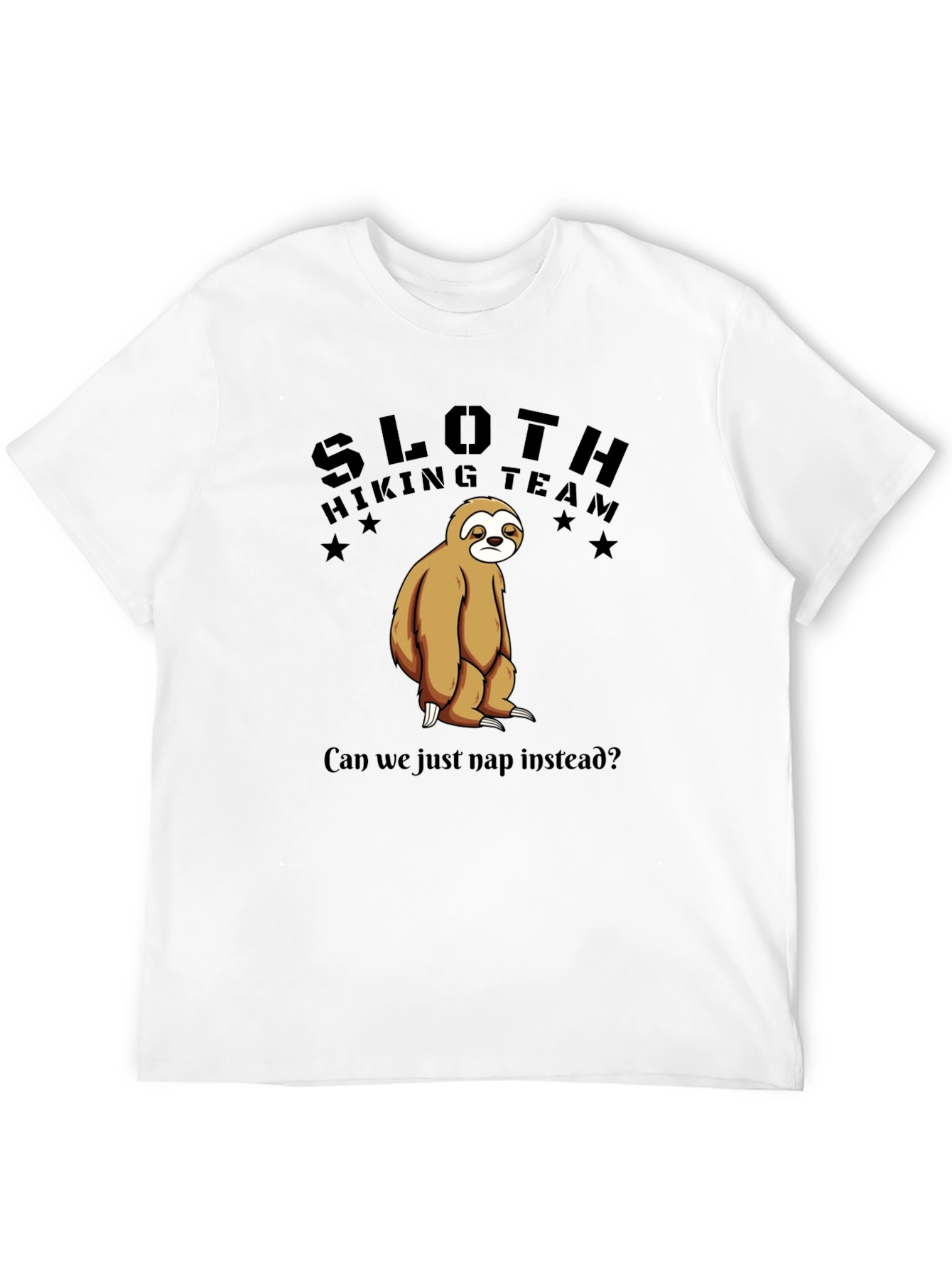 Camiseta Negra Sloth Hiking Team: ¡Nap Time!