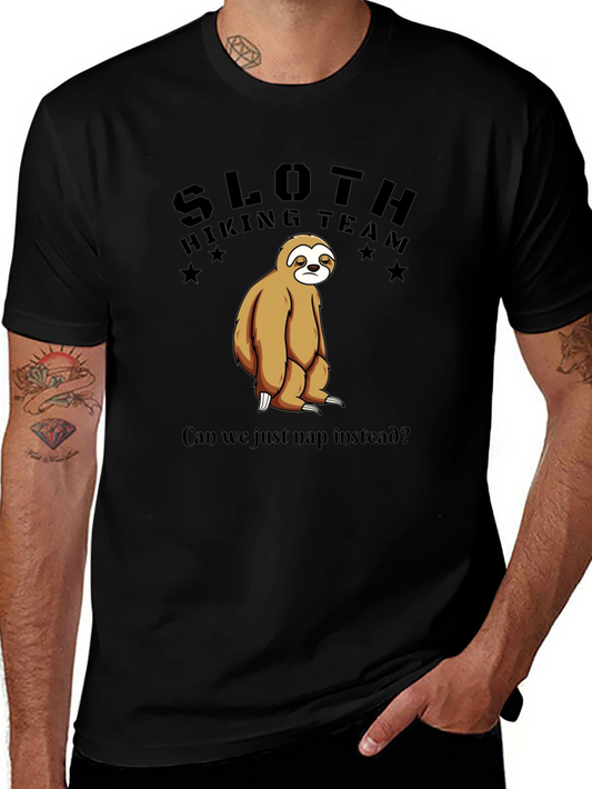 Camiseta Negra Sloth Hiking Team: ¡Nap Time!
