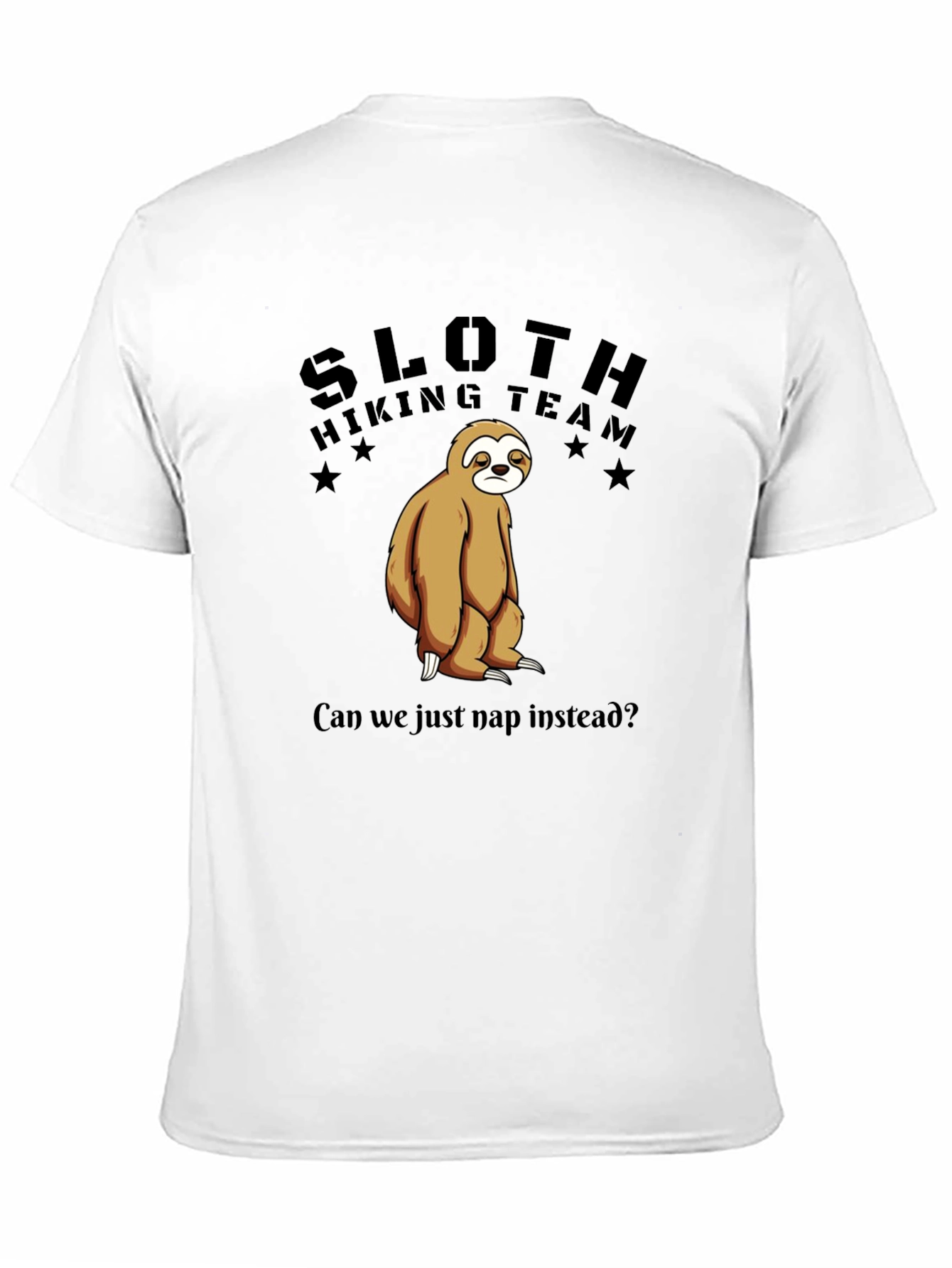 Camiseta Negra Sloth Hiking Team: ¡Nap Time!
