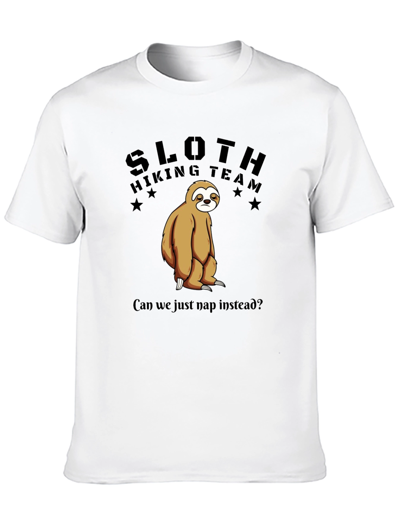 Camiseta Negra Sloth Hiking Team: ¡Nap Time!