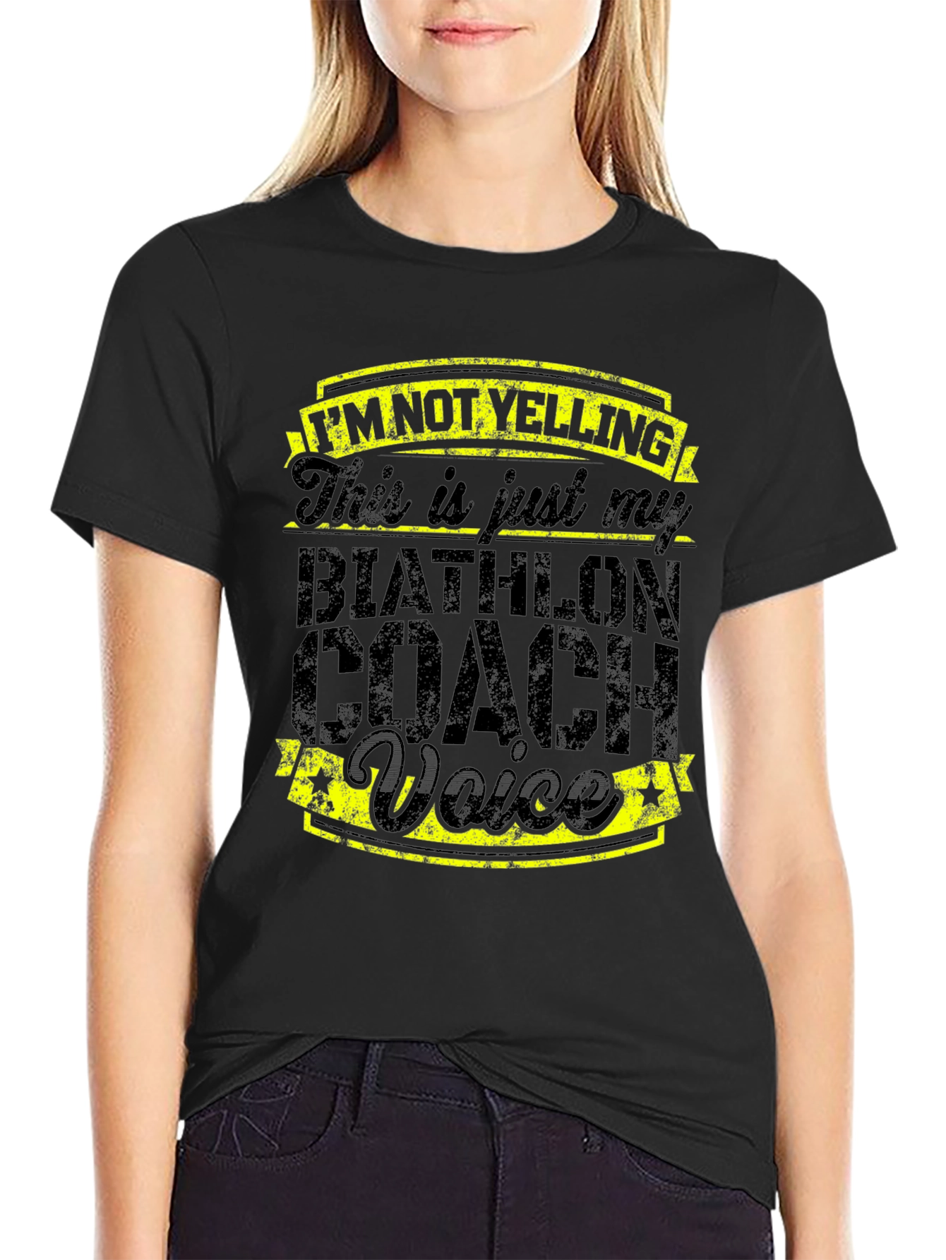 Camiseta Negra Entrenador de Biatlón - Voz Fuerte