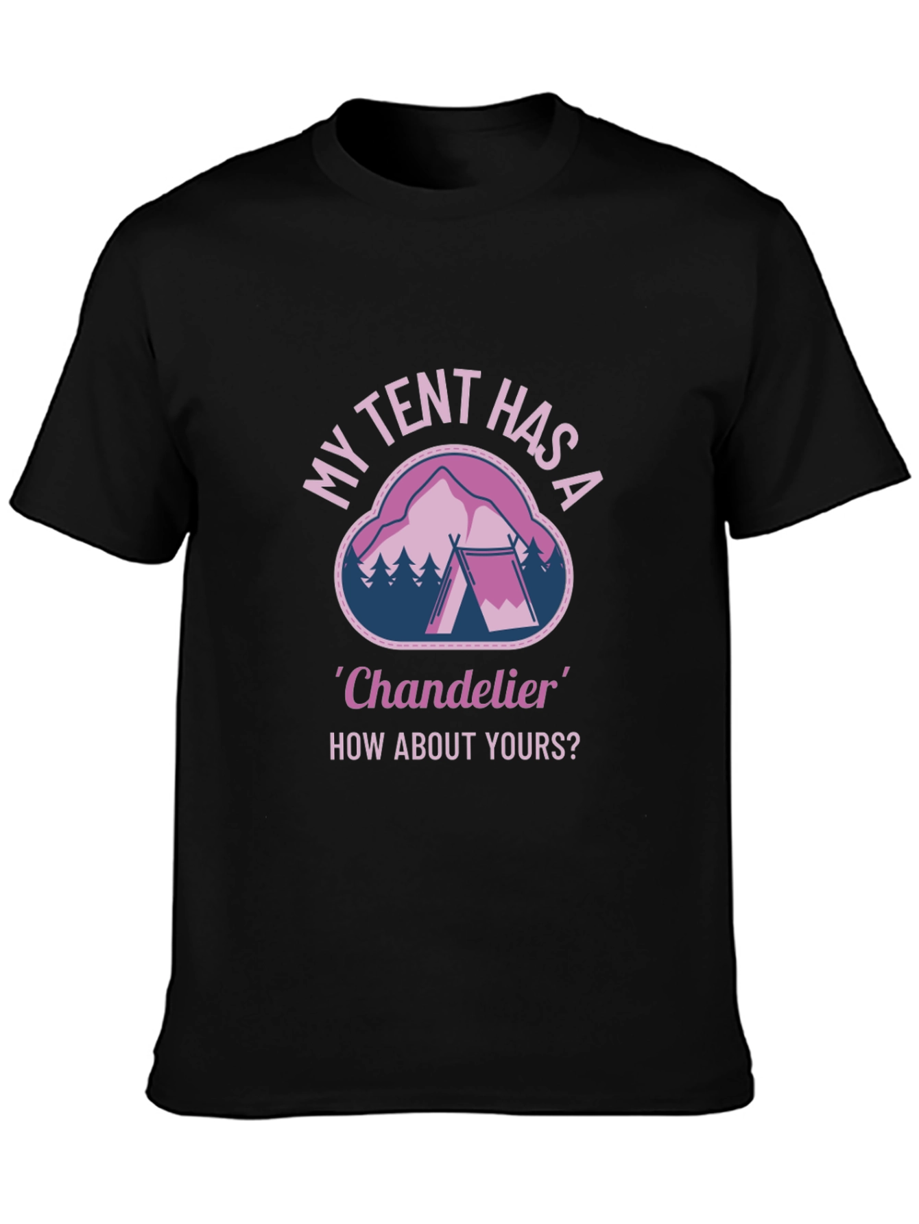 Camiseta Negra con Diseño Divertido de Camping
