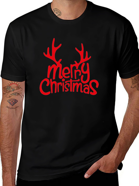 Camiseta Negra Navideña Merry Christmas con Astas